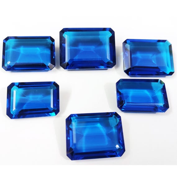 AAA Blue Topaz Emerald Cut Gemstone: Faceted Loose Stone