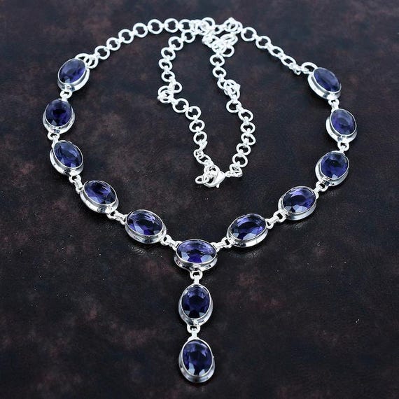 Faceted African Amethyst Necklace: Handmade Sterling Silver, Adjustable Chain