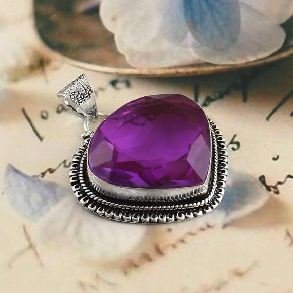 Handmade Sterling Silver Amethyst Pendant: Boho Healing Jewelry