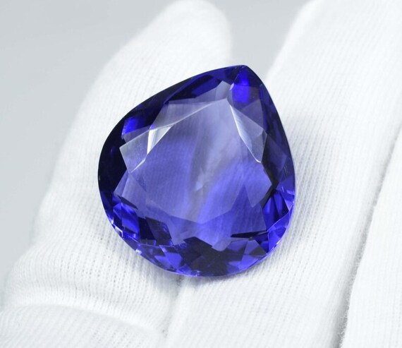 Faceted Purple Amethyst Heart Stone: 48 Carat Loose Gemstone