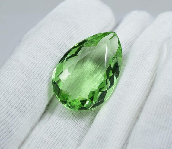 Faceted Pear Green Amethyst Loose Stone: 58 Carat, AAA Grade