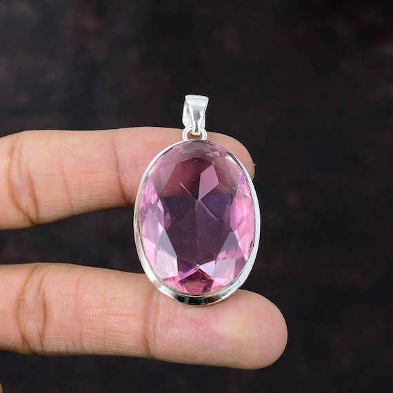 Pink Kunzite Pendant: Handmade 925 Sterling Silver Boho Jewelry