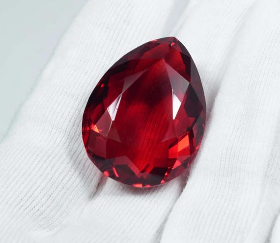 Red Topaz Pear Faceted Stone: AAA+ Grade Loose Gemstone (32x25mm, 75 Carat)