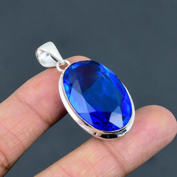 Handmade Sterling Silver Tanzanite Pendant: Antique Boho Jewelry