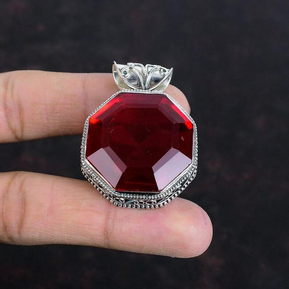 Faceted Mozambique Garnet Pendant: Sterling Silver Boho Gemstone Jewelry