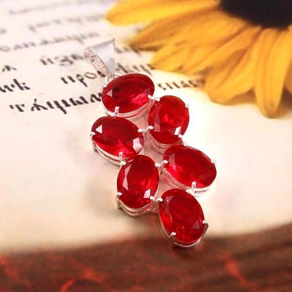 Handmade Sterling Silver Garnet Pendant - Vintage Boho Style