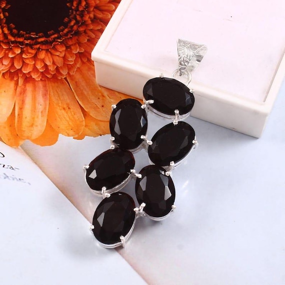 Handmade Sterling Silver Black Onyx Pendant: Boho Statement Jewelry