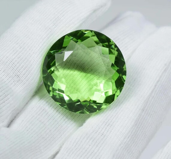 Faceted Green Amethyst Gemstone: 90 Carat Round Loose Stone