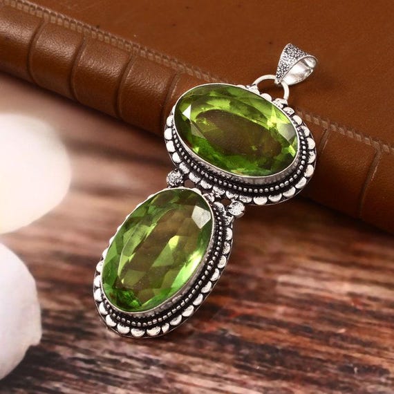 Handmade Peridot Pendant: Sterling Silver Boho Healing Jewelry
