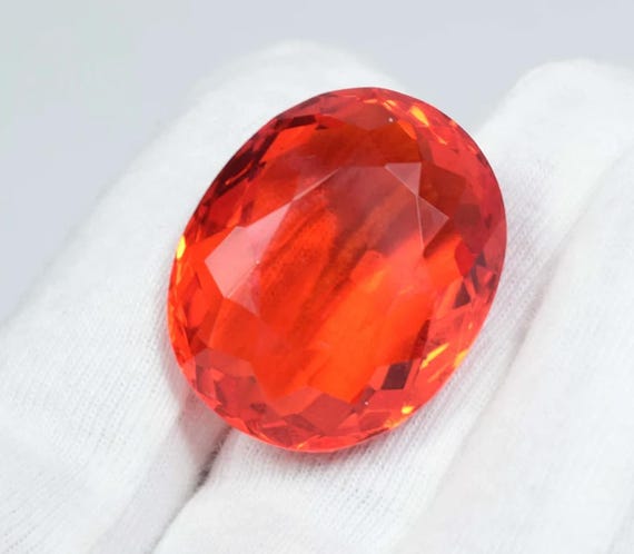 Faceted Orange Topaz Loose Stone: 29x24mm Oval Gemstone