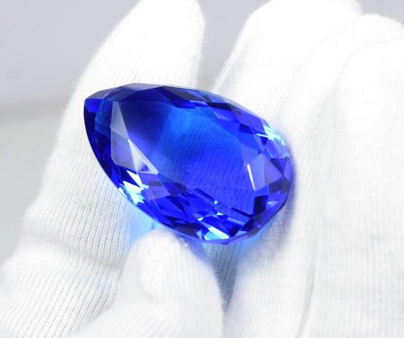 Pear Shape Blue Topaz Gemstone: Faceted Loose Stone, 86 Cts