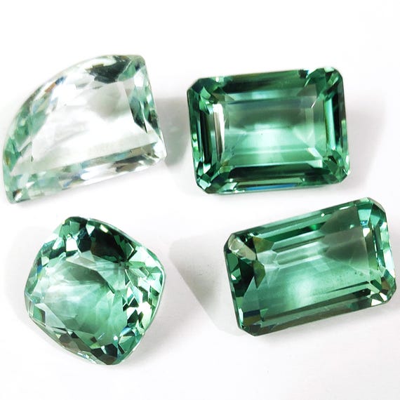 Faceted Aquamarine Glass Gemstone Mix: Loose Stones for Jewelry Making
