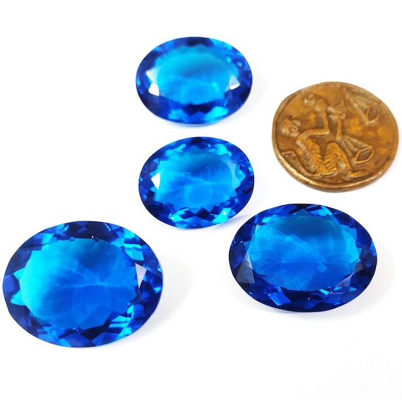 AAA Blue Hydro Quartz Oval Gemstone: Faceted Loose Stone