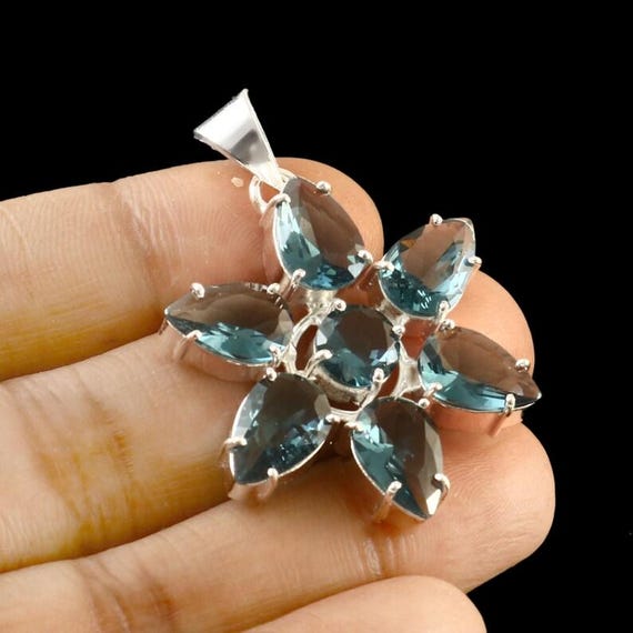 Handmade Indicolite Tourmaline Pendant: 925 Sterling Silver Boho Jewelry