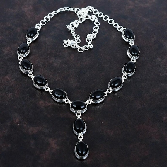 Black Onyx Sterling Silver Necklace: Handmade Gemstone Jewelry