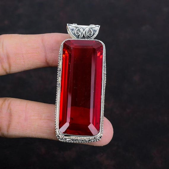 Boho Mozambique Garnet Pendant: Handmade 925 Sterling Silver