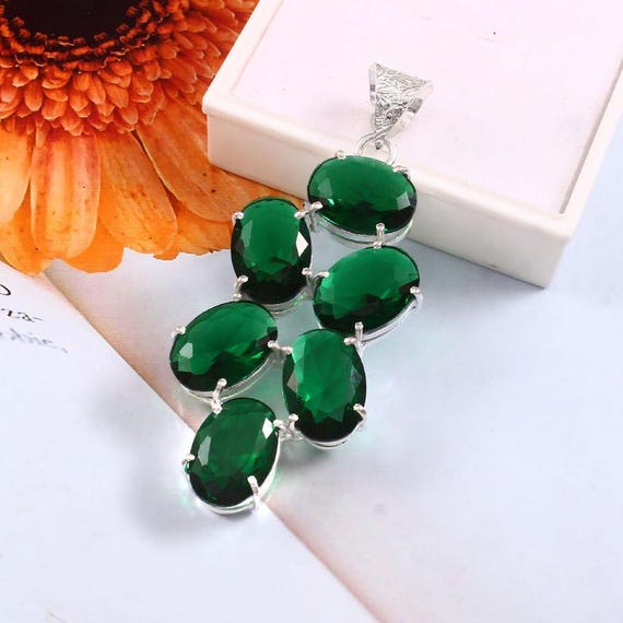 Green Tourmaline Sterling Silver Pendant - Handmade Boho Jewelry