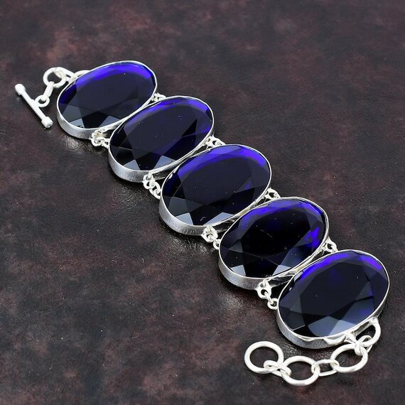 Faceted Tanzanite Bracelet: Handmade Sterling Silver Boho Jewelry