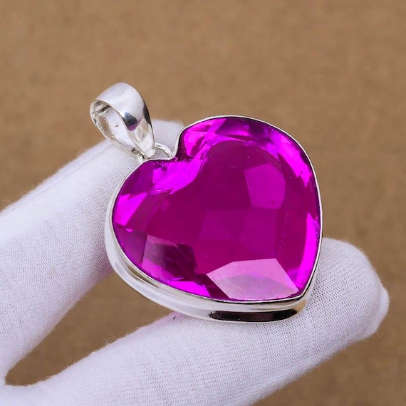 Pink Rubellite Heart Pendant: Bohemian 925 Sterling Silver Jewelry
