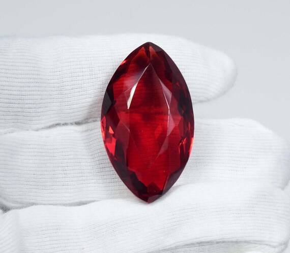Faceted Red Topaz Marquise Stone: 72 Carat Loose Gemstone