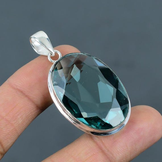 Faceted Apatite Sterling Silver Pendant: Handmade Boho Gemstone