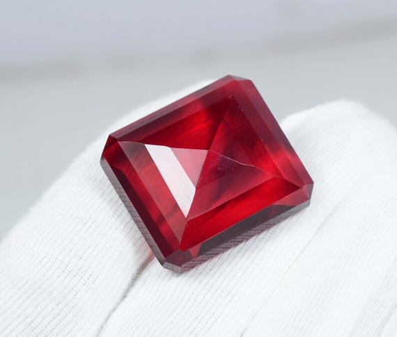 Faceted Square Red Topaz Gemstone: 26mm Pendant Stone