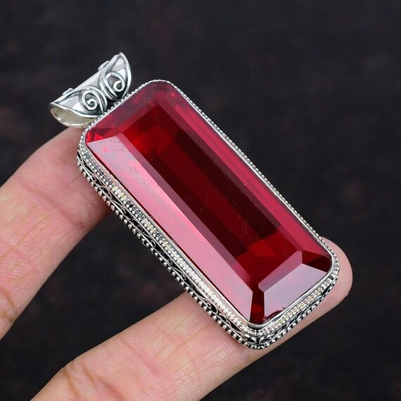 Handmade Mozambique Garnet Sterling Silver Pendant - Boho Jewelry