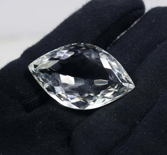 Faceted White Topaz Marquise Gemstone, AAA+ Grade, 80 Carat