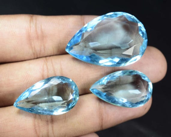 AAA Swiss Blue Topaz Pear Faceted Gemstone: 25 Carat