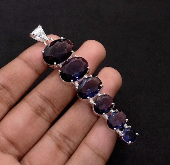 Handmade Sterling Silver Amethyst Pendant: 6-Stone Boho Jewelry