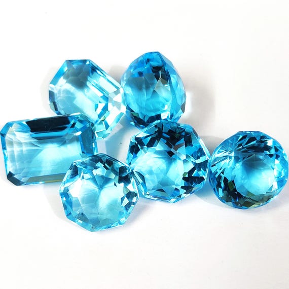 Swiss Blue Topaz Gemstone: Faceted Loose Stone, All Shapes & Pendent Sizes