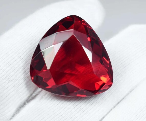 Faceted Trillion Red Topaz Stone: 58 Carat Lab-Created Gemstone