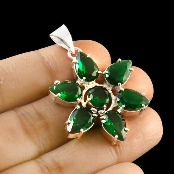 Handmade Green Tourmaline Pendant: 925 Sterling Silver Boho Jewelry