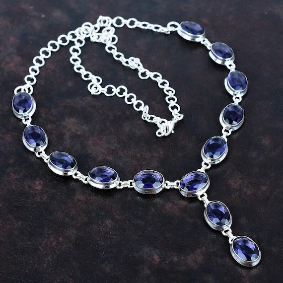 Faceted African Amethyst Necklace: Handmade 925 Sterling Silver, Adjustable