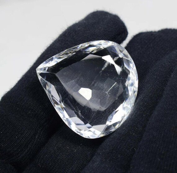 Faceted White Topaz Heart Stone, Pendant Size, AAA+ Grade