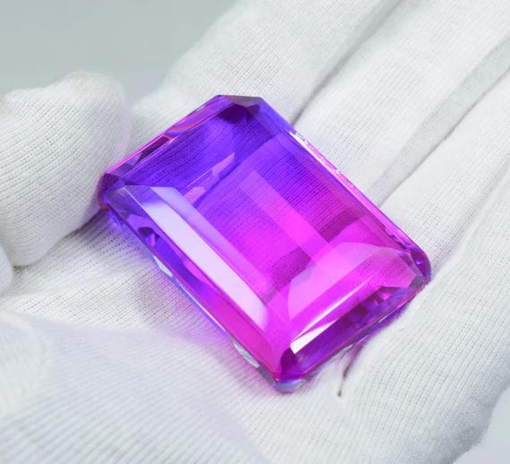 Bi-Color Tourmaline Gemstone: Emerald Cut Octagon, 100 Carat Loose Stone