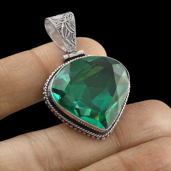 Green Tourmaline Pendant: Handmade 925 Sterling Silver Boho Jewelry