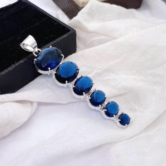 Blue Tanzanite Sterling Silver Pendant: Handmade Boho Jewelry