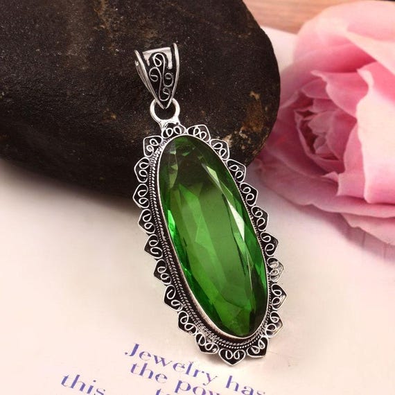 Handmade Peridot Pendant: Sterling Silver Boho Healing Jewelry