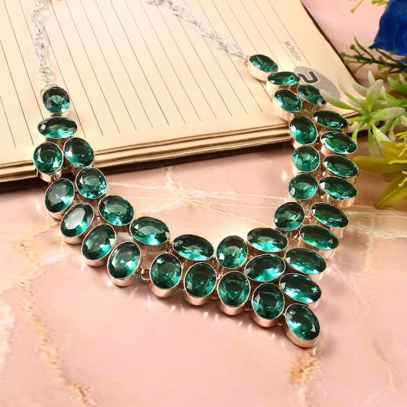 Handmade Sterling Silver Green Tourmaline Necklace: Oval Gemstone Pendant