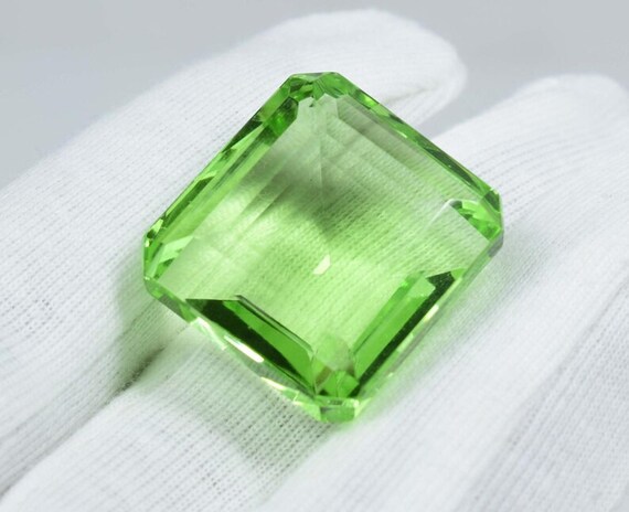 Faceted Green Amethyst Loose Stone - 86 Carat Square Gemstone