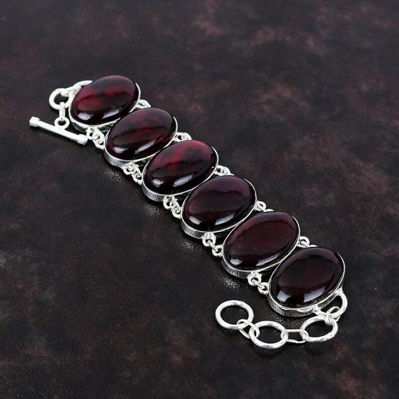 Red Fire Labradorite Bracelet: Handmade 925 Sterling Silver, Adjustable