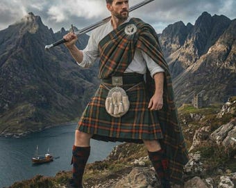 Traditioneller großer Kilt Scottish Highland Tartan Plaid für Herren Renaissance Fair Kostüm, Outlander Style, erhältlich in 50+ Tartans