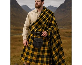 Scottish Traditional Tartan Great Kilt Handmade Highland Acrylic Wool Tartan Great Kilt For Men's Available in 50+ Tartan