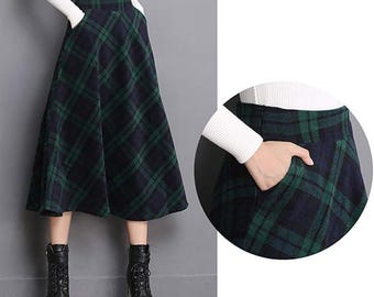 Women’s Tartan Maxi Skirt Traditional High Waist Pocket Plaid Skirt Scottish Long Skirt Available in 50+ Tartans