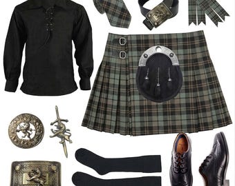 Scottish Men's Lion Rampant Kilt Outfit  11 Pcs kilt Set Vintage Wedding Kilt Set Available in 50+ Tartans