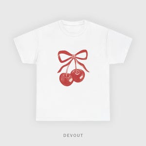 Bow Cherry T Shirt, Coquette Bow Shirt, Cherries T Shirt, Coquette Cute Pretty Aesthetic Tee, Vintage Shirt