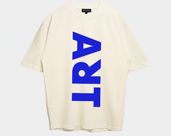 Camiseta con texto abstracto artístico - Camiseta unisex de algodón grueso, camiseta gráfica, camiseta de artista, ropa creativa, diseño abstracto, estilo urbano