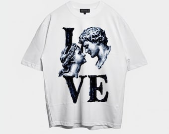 Camiseta vintage de amor con estatuas, camiseta de pareja con esculturas griegas, camiseta con gráficos de estética romántica, camiseta de arte renacentista, camiseta unisex de arte vintage