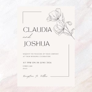 Wedding Invitation - Minimal Design Lily Digital Template